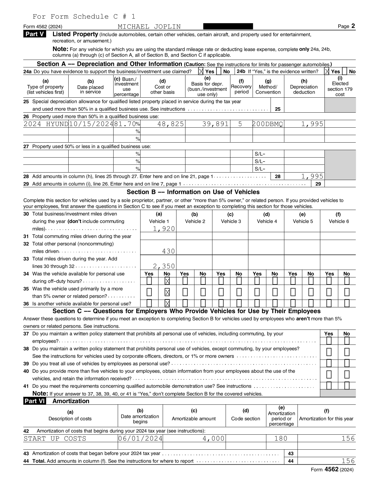 Form 4562 Page 2